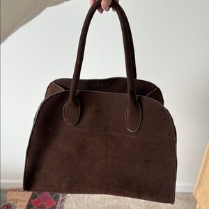 Elegant Brown Suede Handbag